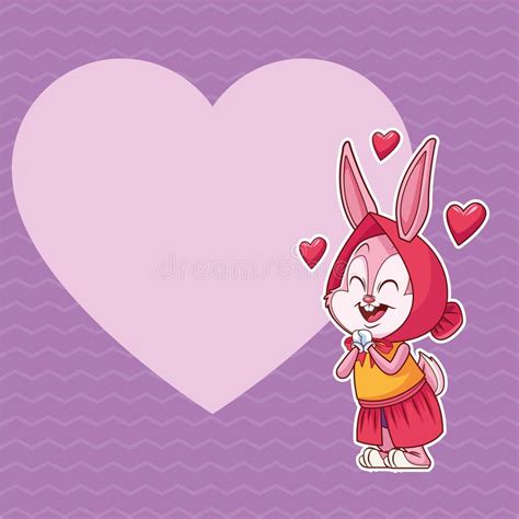 Female Rabbit In Love With Hearts Stock Vector Illustration Of Child
