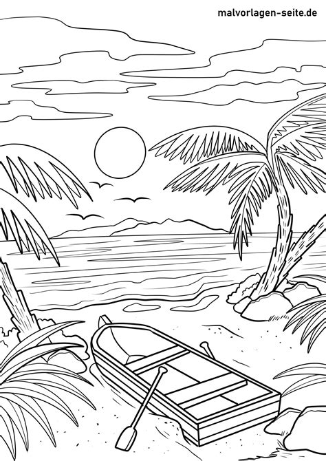Malvorlage strand und meer