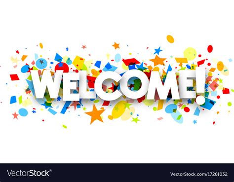 Welcome Banner With Colorful Confetti Royalty Free Vector