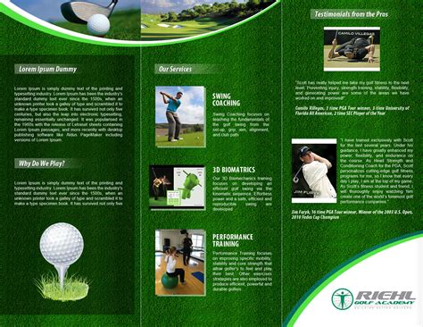 Riehl Golf Academy Brochure Design Project 28 Brochure Designs For