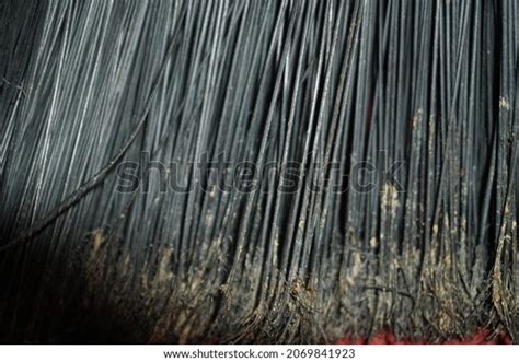 Frayed Dirty Broom Texture Thick Bristles Stock Photo 2069841923