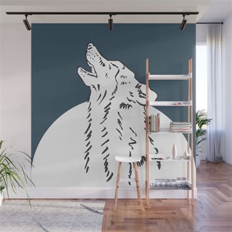 Pra Loup Howling Wolf Wall Mural By Louise Harding Society6