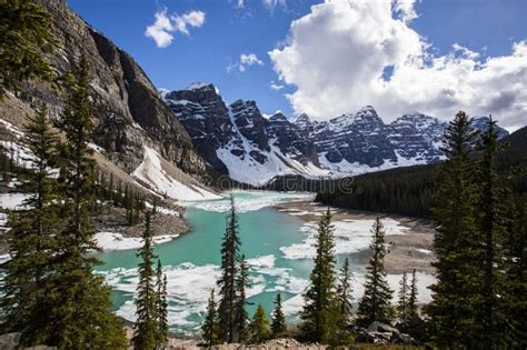 Summer Landscape In Moraine Lake Banff National Park Canada Stock