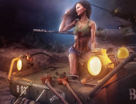 Girl On Tank Fantasy Woman Pin Up Art Ds Iray By Shibashake On Deviantart