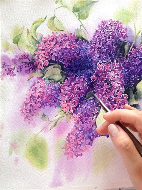 Watercolor Lilac On Behance Lilac Painting Flower Art Painting