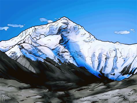 himalayas drawing | how to draw mount everest | Everest ... Everest with oil pastels for beginners step by step.
