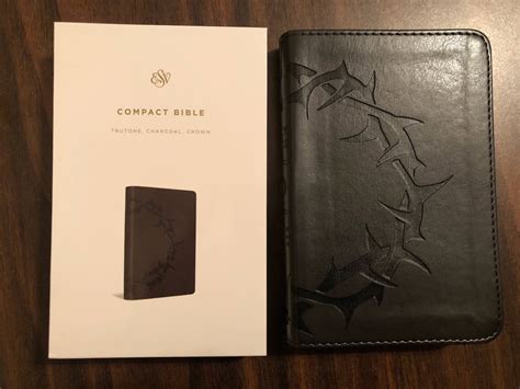 Personalized Esv Compact Bible Charcoal Crown Trutone Custom