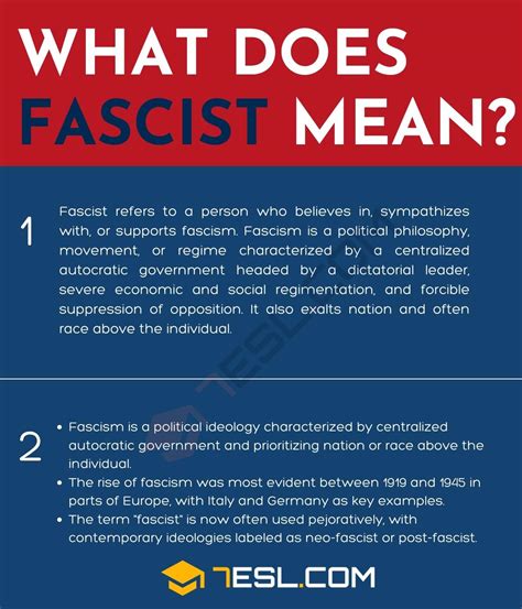 Fascist Meaning What Does The Term Fascist Mean • 7esl