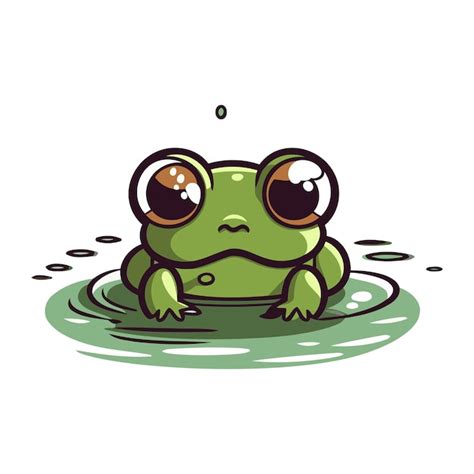Premium Vector Frog In Water Cute Cartoon Character Vector Illustration
