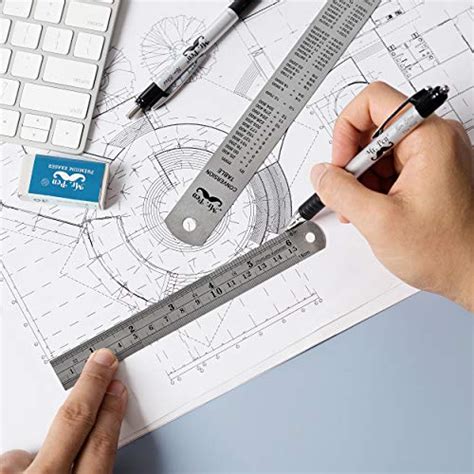 Mr Pen Steel Rulers 6 Inch And 12 Inch Metal Rulers Pack Of 2