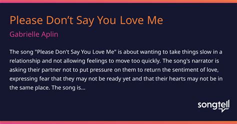 Meaning Of Please Dont Say You Love Me By Gabrielle Aplin