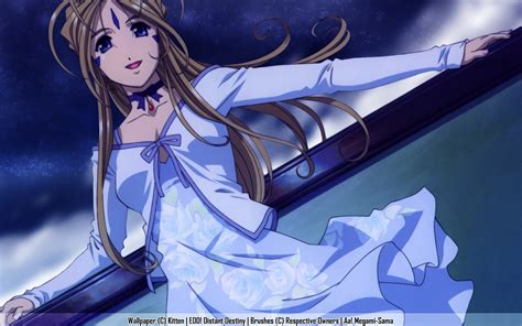 Aa Megami Sama Belldandy Blue Eyes Brown Hair Long Hair Anime