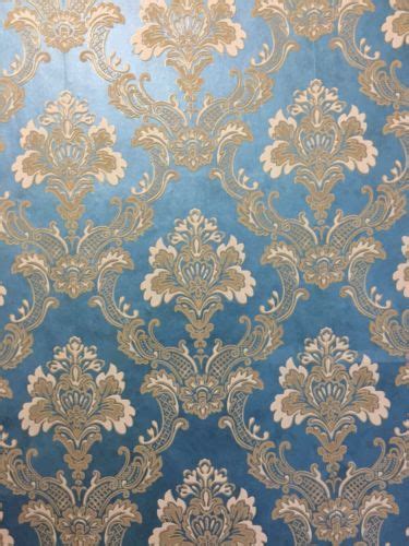 Victorian Blue And Gold Damasks Wallpaper Room Redecoration