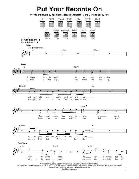 E a d g b e. Put Your Records On | Sheet Music Direct