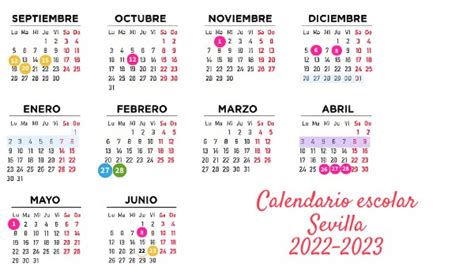 Calendario Escolar 20222023 Sevilla