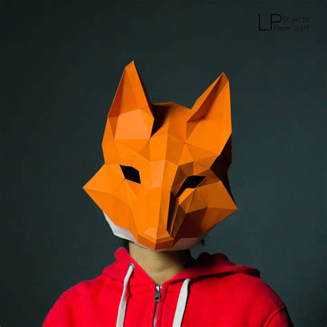 Fuchs Maske Papier Handwerk Digitale Vorlage Origami Pdf Etsyde