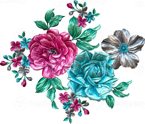 Free Abstract Metallic Flower Design Backgrounddigital Flower Painting