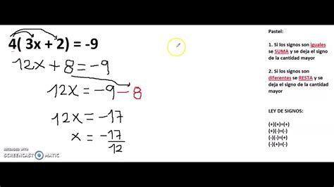 Ejemplo De Ecuaciones Lineales Youtube