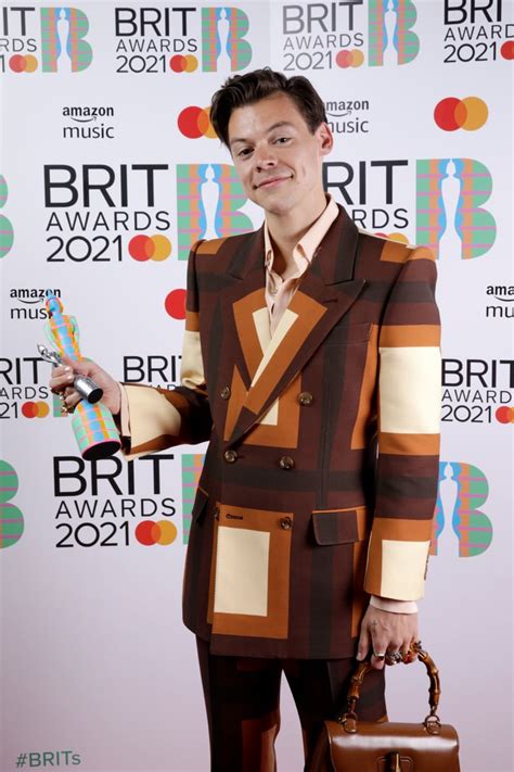 Harry Styless Gucci Outfit At The 2021 Brit Awards Popsugar Fashion