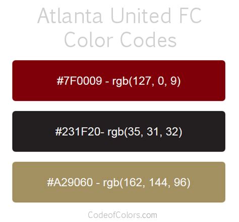 Atlanta United Fc Colors Hex And Rgb Color Codes