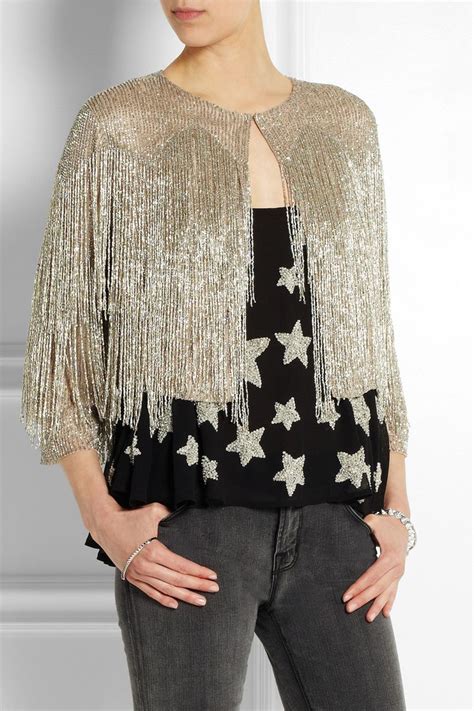 Topshop Metallic Fringed Beaded Tulle Jacket Tulle Jacket Beaded Tulle Topshop