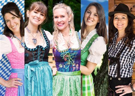 Group Of Women Wearing Bavarian Dirndl — Stock Photo © Wernerimages