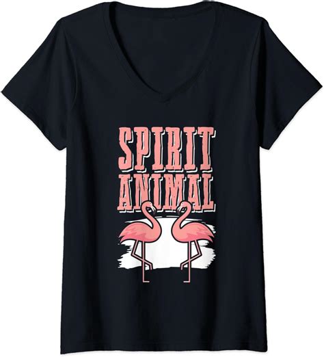 Damen Flamingo Spirit Animal Flamingos T Shirt Mit V Ausschnitt