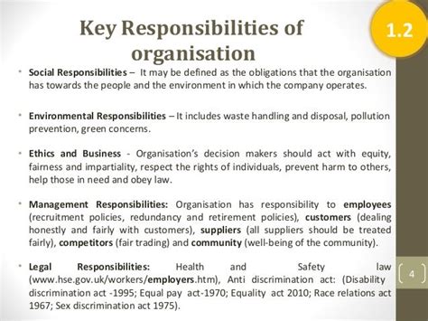 organisational responsibilities