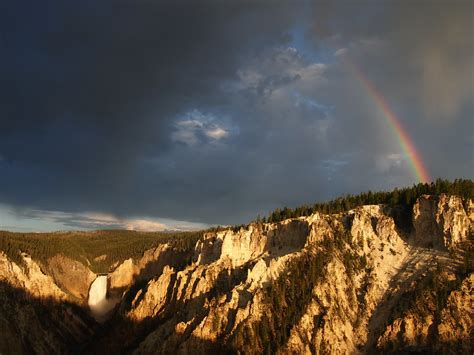 Rainbow Sunrise Waterfall Artist Point Yellowstone Nationa Flickr