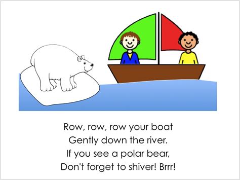 * row row row your boat, gently down the stream don't forget to scream! All Play On Sunday: Row Row Row Your Boat Song Cards