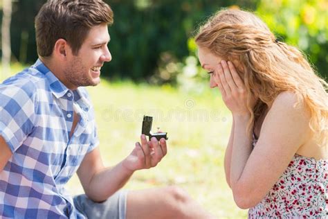 Young Man Propose To Girlfriend Stock Image Image Of Adult People
