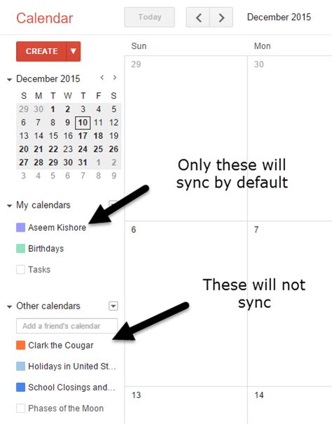 My android google account has sync options enabled in settings (for calendar/contacts ect). iOS Not Syncing All Google Calendars to iPhone?