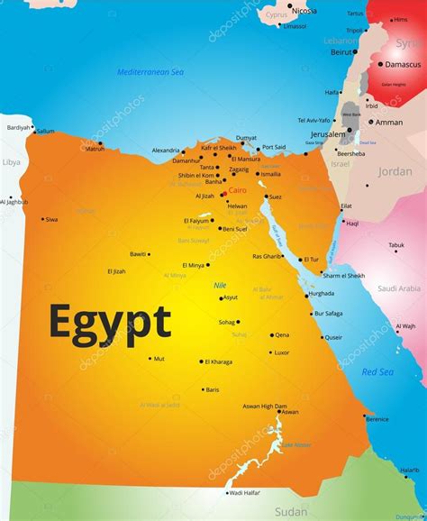 Vector Color Map Of Egypt Stock Vector Image By ©olinchuk 103592912