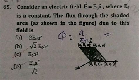Consider An Electric Field E E0vec X Where E0 Is A Constant The