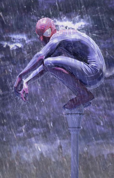 Spider Man Rain Superhero Marvel Comics Men 1920x3000 Wallpaper
