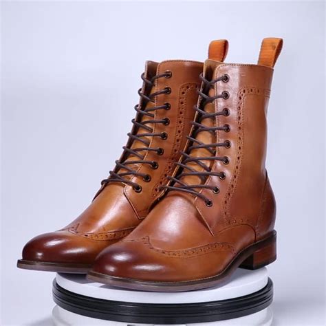 New Arrival Fancy Brown Winter Brown Leather Ankle Dress Boots Men