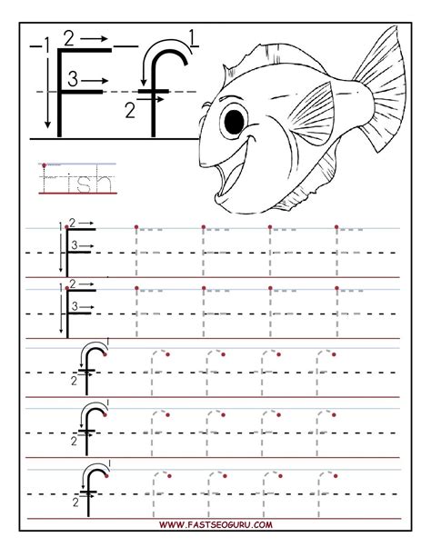 Printable Letter F Tracing Worksheets For Preschool Alphabet