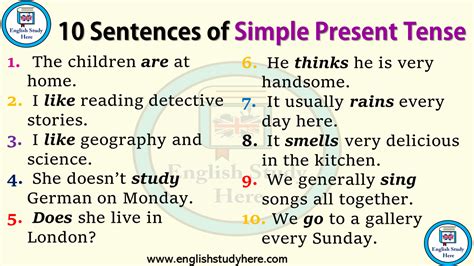 10 Sentences Of Simple Present Tense English Study Here