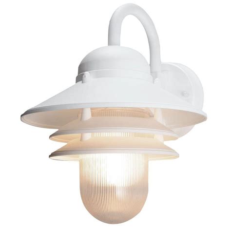Providing elegant lighting when reading a book in bed or bringing an inviting sentiment to a hallway, living room or kitchen. Newport Coastal Marina White Outdoor Wall-Mount Lamp-7972-10W - The Home Depot