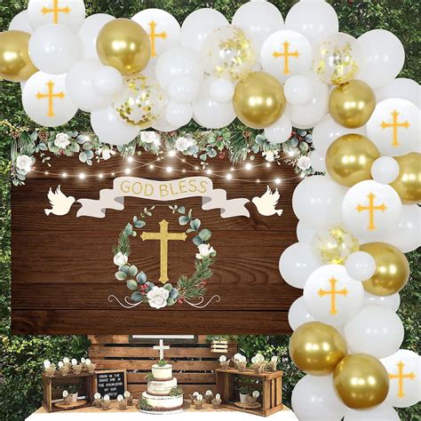 Baptism Party Decorations White And Gold First Holy Communion