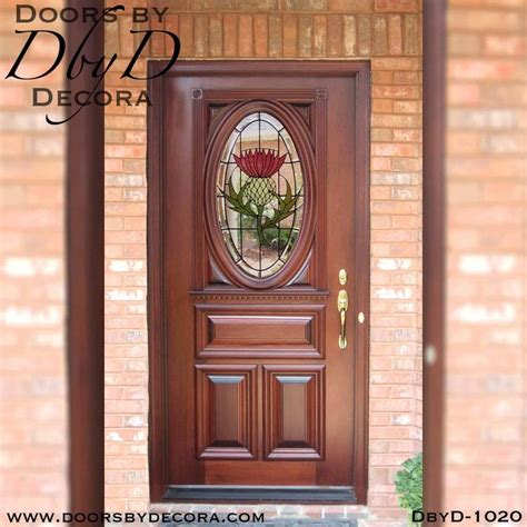 Estate 1 Lite 3 Panel Oval Leaded Glass Mahogany Wood Front Door Dbyd