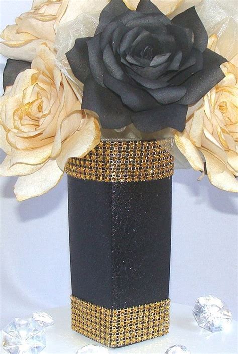 Gold And Black Centerpiece Wedding Decor Gold Table By Centertwine