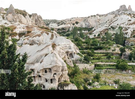 Beautiful View Of Caves And Rocks In Goreme National Park Cappadocia