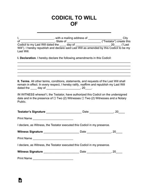 Free Printable Codicil Form Uk Printable Form 2024