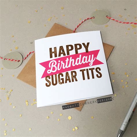 Rude Birthday Card Sugar Tits Boobs Girlfriend Birthday Card Etsy