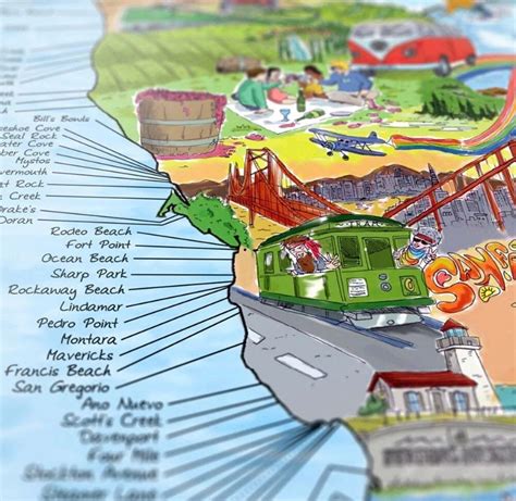 Awesome Maps West Coast Surf Map Surftrip Map United States Etsy