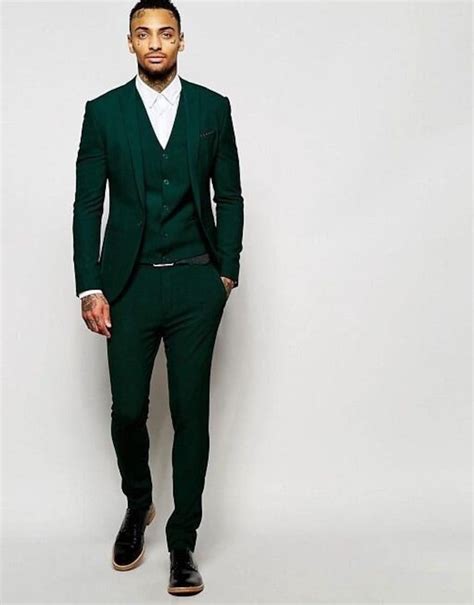 Green Men Suit Men Suit Dark Green Wedding Suit Groom Wear Etsy