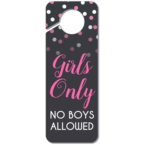 Girls Only No Boys Allowed Plastic Door Knob Hanger Sign
