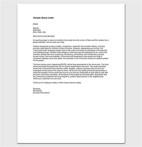 Query Letter Template  7+ Formats, Samples & Examples
