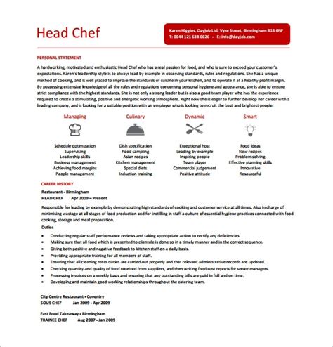Chef Resume Template 14 Free Word Excel Pdf Psd Format Download